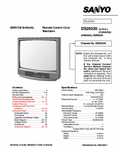 SANYO DS-25320 TV-COLOR